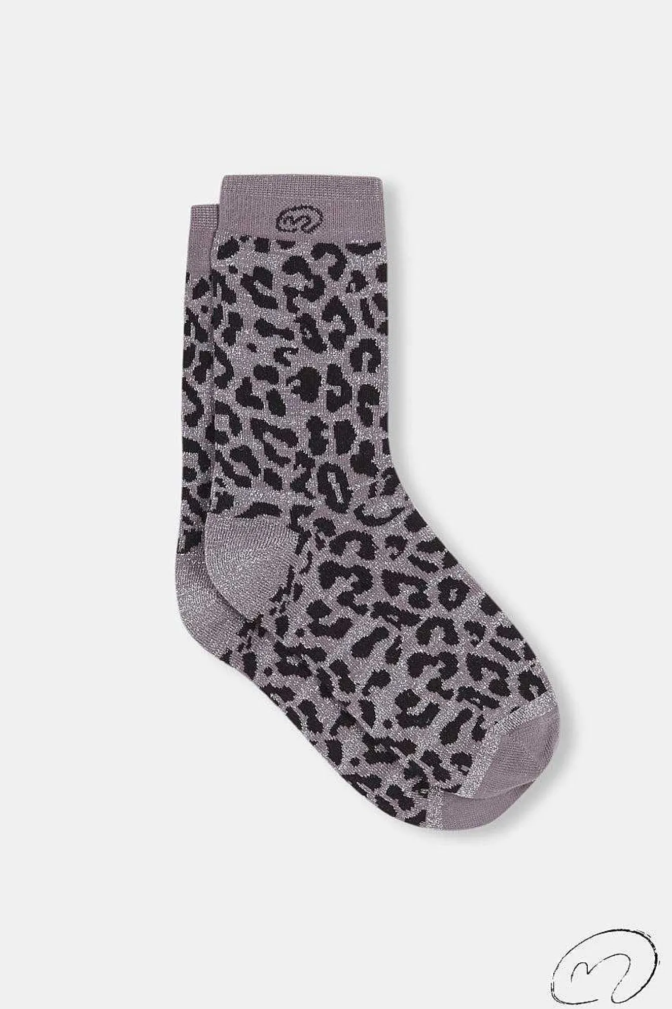 Calcetines Leopardo Glitter Gris Y Negro