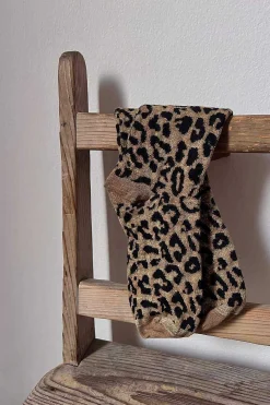 Calcetines Leopardo Glitter Dorado Y Negro