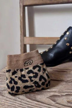 Calcetines Leopardo Glitter Dorado Y Negro