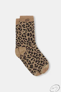Calcetines Leopardo Glitter Dorado Y Negro