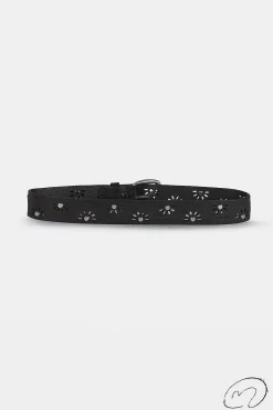 Cinturon Flor Tachas Negro