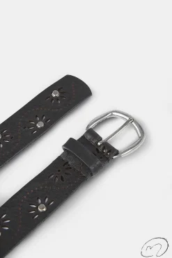 Cinturon Flor Tachas Negro