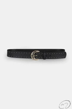 Cinturon Negro Tachas Oro
