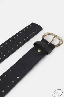 Cinturon Negro Tachas Oro