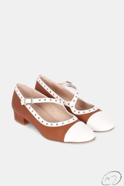 Geraldine Crema Y Cuero 2,5Cm
