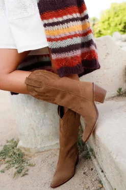 Mestizo Boots Tacón Ante Taupe 7Cm