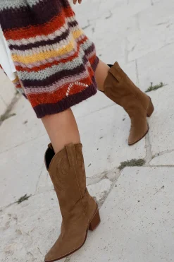 Mestizo Boots Tacón Ante Taupe 7Cm
