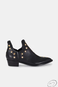 Punky Boots Negras Tachas Doradas 4Cm