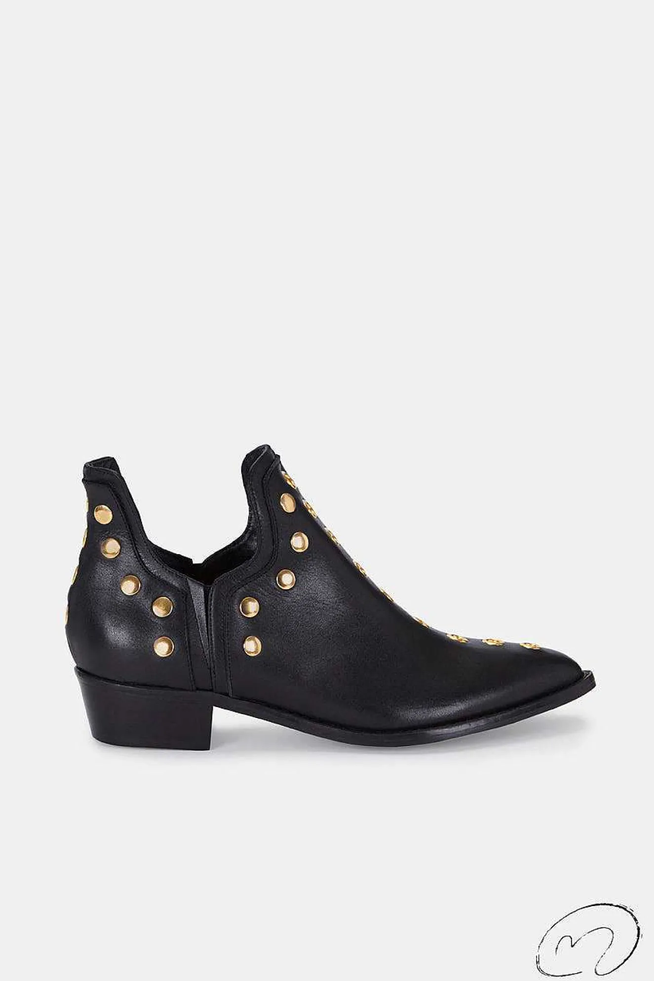 Punky Boots Negras Tachas Doradas 4Cm