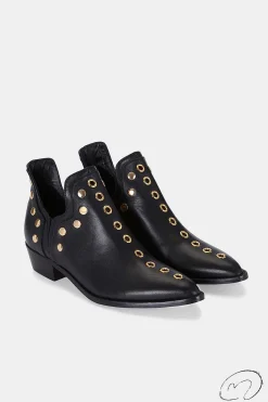Punky Boots Negras Tachas Doradas 4Cm