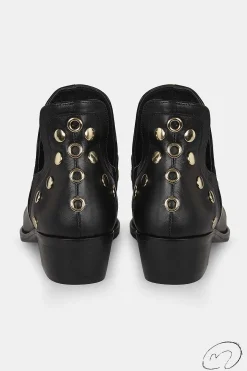 Punky Boots Negras Tachas Doradas 4Cm