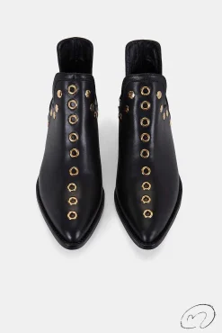 Punky Boots Negras Tachas Doradas 4Cm